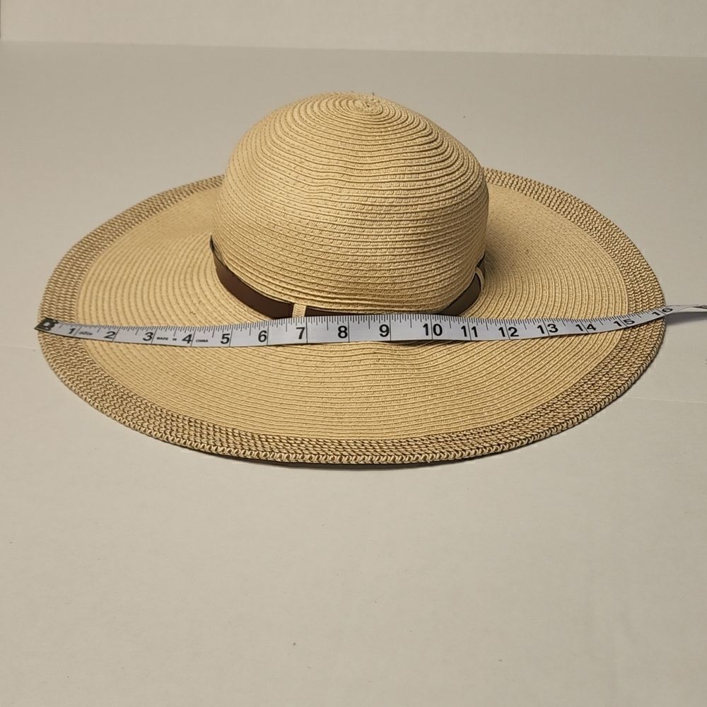 Wide Bill Paper/Polyester Blend Hat with Belt Accent,  1" Contrasting Color Brim - Picture 3 of 9